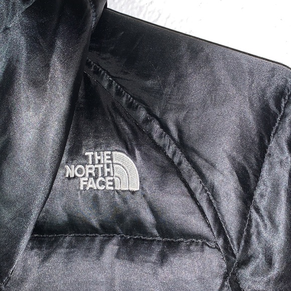 THE NORTH FACE 550 black Goose Down PUFFER JACKET Sz 10/12 hooded Jacket Wm XS P - Picture 3 of 16